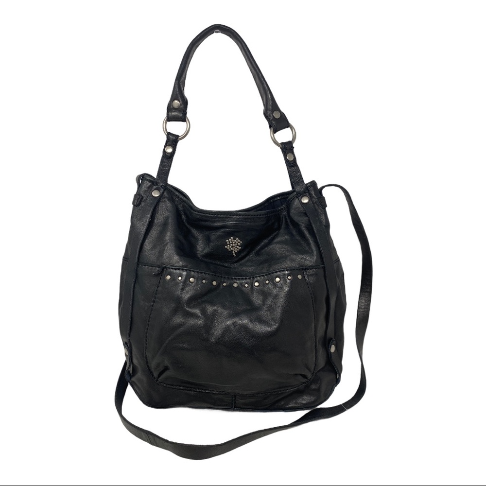 Lucky brand leather shoulder bag with studded logo